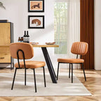 Okak Mid Century Dining Room Chairs Set of 2, Upholstered Dining Chairs with Faux Leather Surface, Kitchen Chairs for Living Room