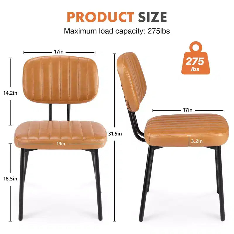Okak Mid Century Dining Room Chairs Set of 2, Upholstered Dining Chairs with Faux Leather Surface, Kitchen Chairs for Living Room