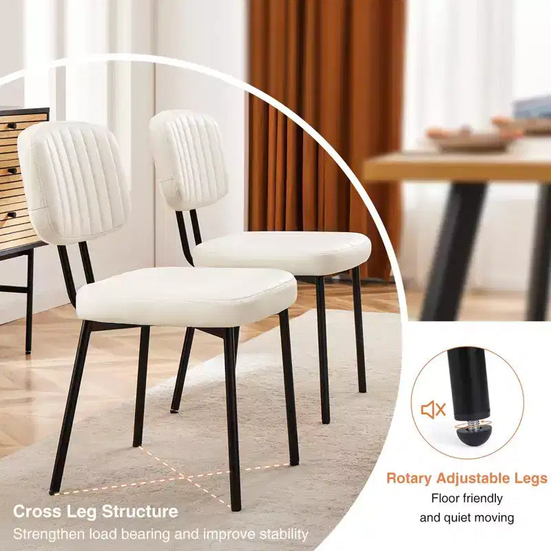 Okak Mid Century Dining Room Chairs Set of 2, Upholstered Dining Chairs with Faux Leather Surface, Kitchen Chairs for Living Room