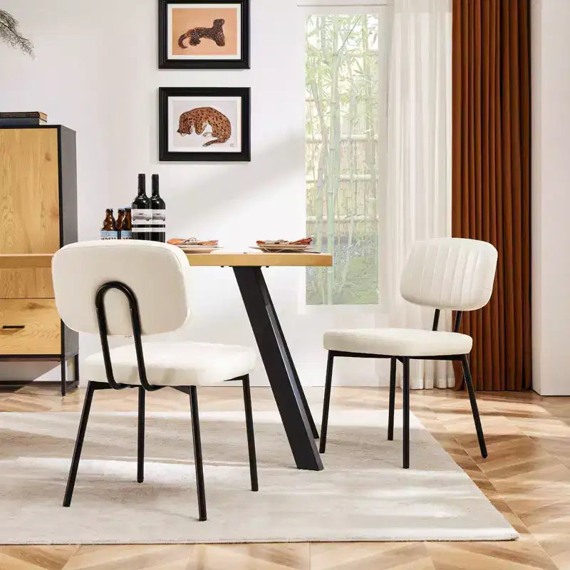 Okak Mid Century Dining Room Chairs Set of 2, Upholstered Dining Chairs with Faux Leather Surface, Kitchen Chairs for Living Room