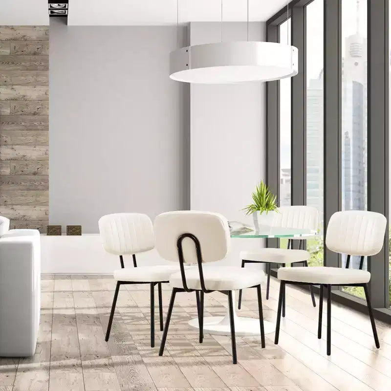 Okak Mid Century Dining Room Chairs Set of 2, Upholstered Dining Chairs with Faux Leather Surface, Kitchen Chairs for Living Room