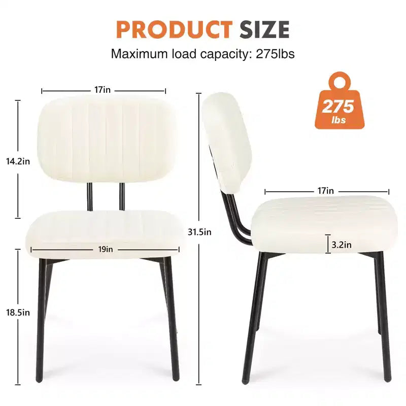 Okak Mid Century Dining Room Chairs Set of 2, Upholstered Dining Chairs with Faux Leather Surface, Kitchen Chairs for Living Room