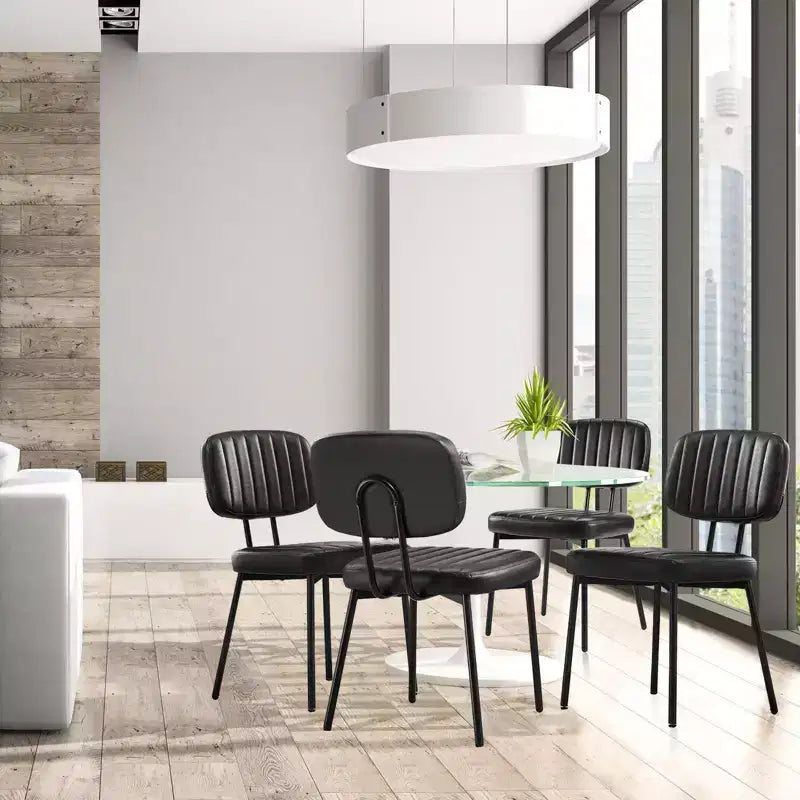 Okak Mid Century Dining Room Chairs Set of 2, Upholstered Dining Chairs with Faux Leather Surface, Kitchen Chairs for Living Room