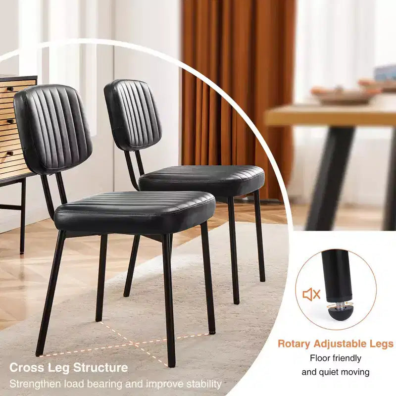 Okak Mid Century Dining Room Chairs Set of 2, Upholstered Dining Chairs with Faux Leather Surface, Kitchen Chairs for Living Room