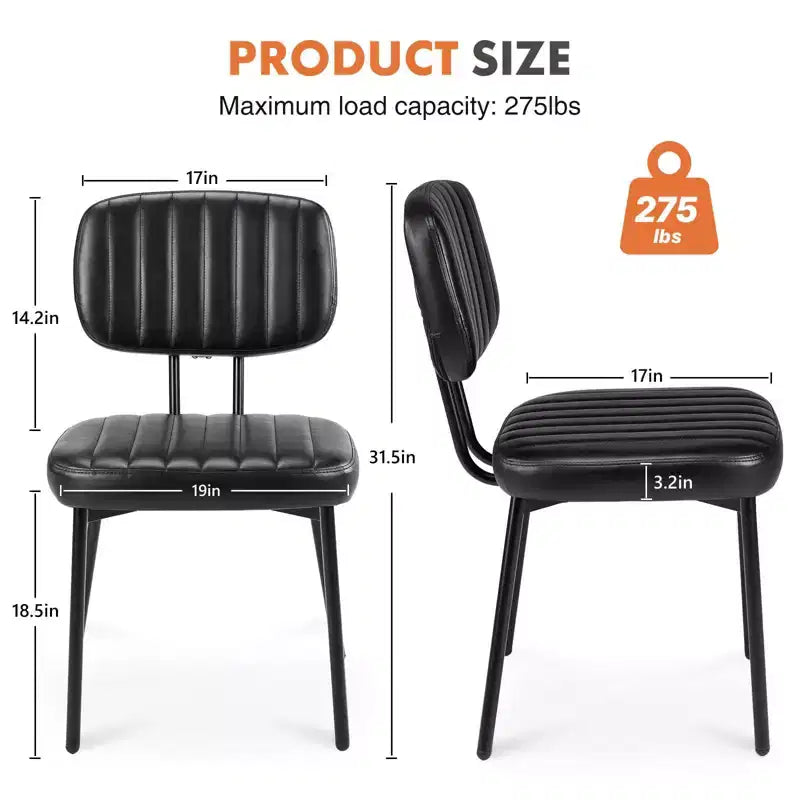 Okak Mid Century Dining Room Chairs Set of 2, Upholstered Dining Chairs with Faux Leather Surface, Kitchen Chairs for Living Room