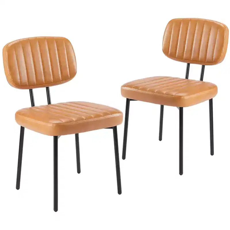 Okak Mid Century Dining Room Chairs Set of 2, Upholstered Dining Chairs with Faux Leather Surface, Kitchen Chairs for Living Room