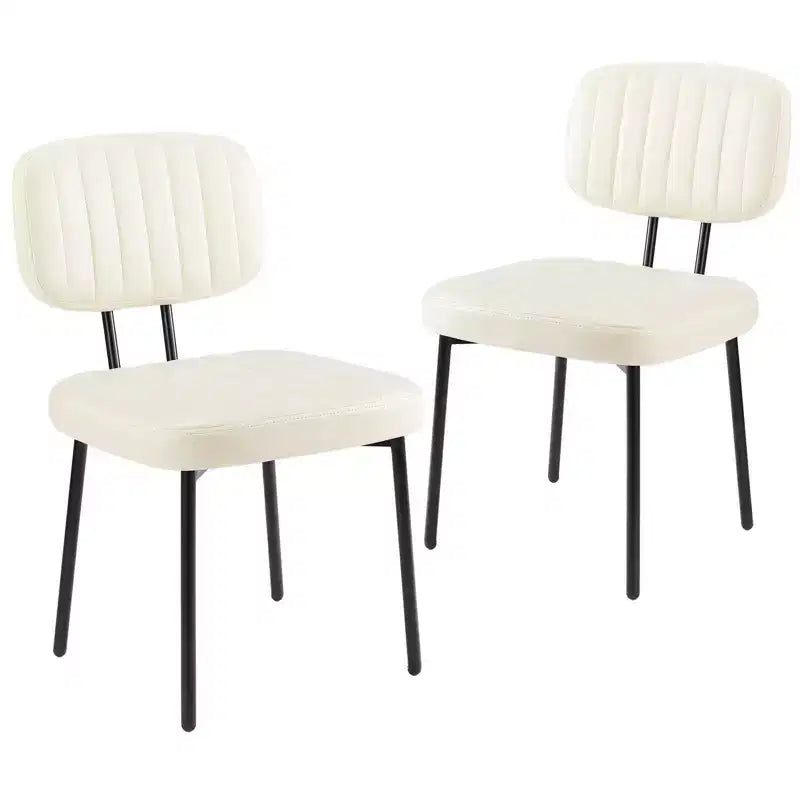 Okak Mid Century Dining Room Chairs Set of 2, Upholstered Dining Chairs with Faux Leather Surface, Kitchen Chairs for Living Room