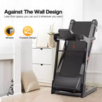 Whisen Foldable Treadmill, Workout Running Machine Walking with 12 Preset Programs, Incline - Black & Red