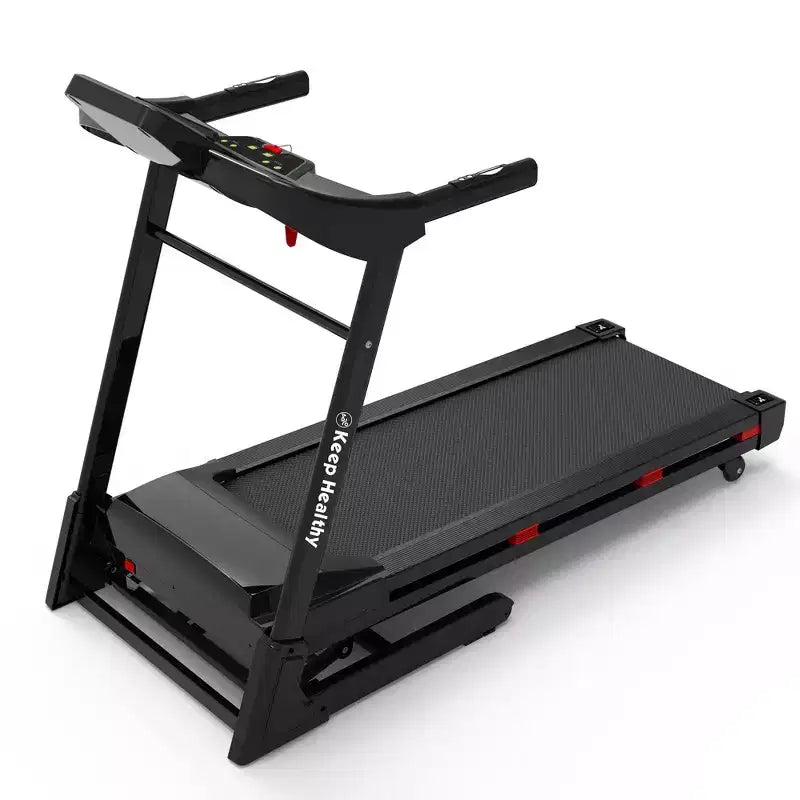 Whisen Foldable Treadmill, Workout Running Machine Walking with 12 Preset Programs, Incline - Black & Red