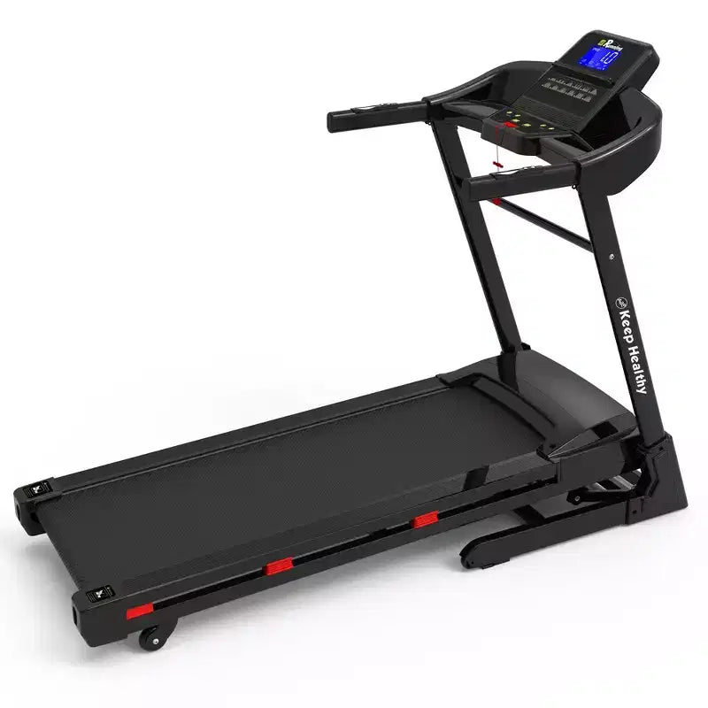 Whisen Foldable Treadmill, Workout Running Machine Walking with 12 Preset Programs, Incline - Black & Red