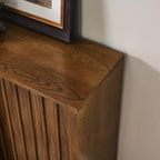 JVNOXK Credenza in stile medievale da 31 pollici con due ante scorrevoli e finiture in legno massello, adatta per soggiorni e cucine, finitura noce