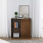 JVNOXK Credenza in stile medievale da 31 pollici con due ante scorrevoli e finiture in legno massello, adatta per soggiorni e cucine, finitura noce