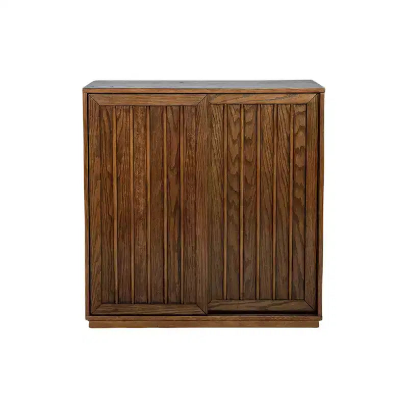 JVNOXK Credenza in stile medievale da 31 pollici con due ante scorrevoli e finiture in legno massello, adatta per soggiorni e cucine, finitura noce