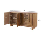 JVNOXK Madia moderna a 4 ante Realizzata in MDF e impiallacciatura di frassino, con maniglie in metallo e finiture naturali, perfetta per le sale da pranzo