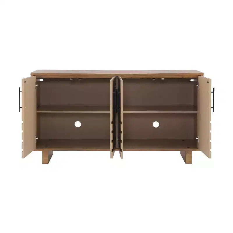 JVNOXK Madia moderna a 4 ante Realizzata in MDF e impiallacciatura di frassino, con maniglie in metallo e finiture naturali, perfetta per le sale da pranzo