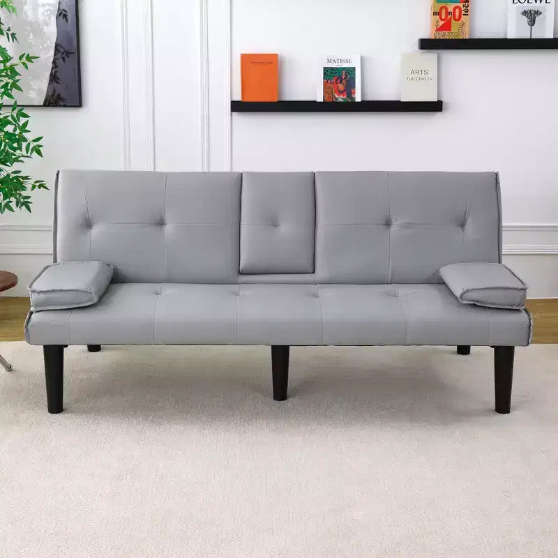 Divano Letto Convertibile TUYOHW, Futon Moderno 67" con Portabicchieri, Divano Letto per Piccoli Spazi, Appartamenti e Uffici