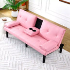 Divano Letto Convertibile TUYOHW, Futon Moderno 67" con Portabicchieri, Divano Letto per Piccoli Spazi, Appartamenti e Uffici