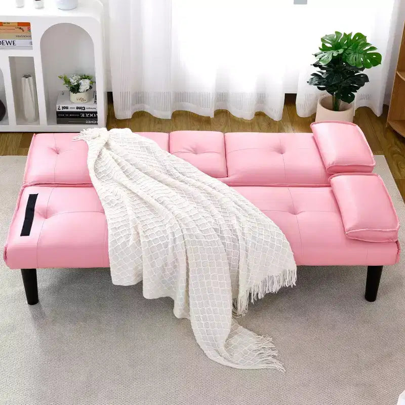 Divano Letto Convertibile TUYOHW, Futon Moderno 67" con Portabicchieri, Divano Letto per Piccoli Spazi, Appartamenti e Uffici