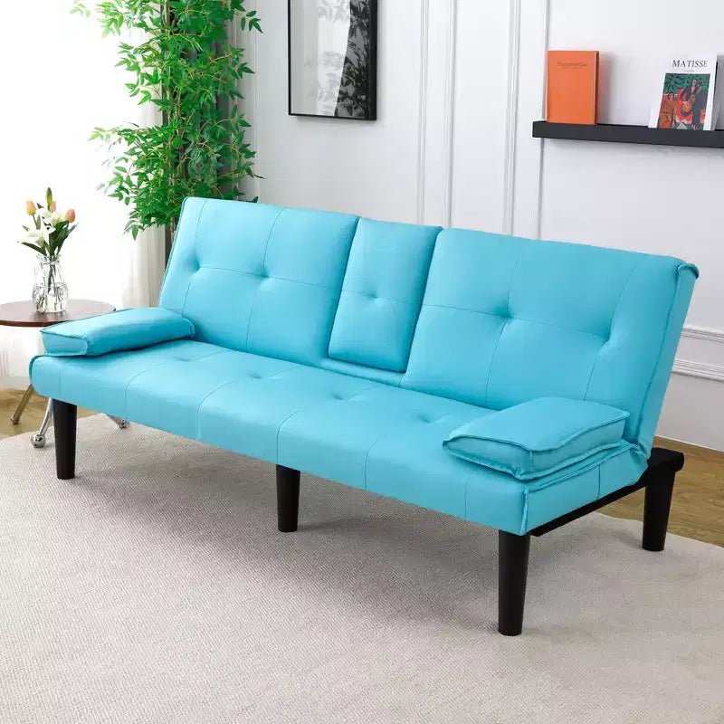 Divano Letto Convertibile TUYOHW, Futon Moderno 67" con Portabicchieri, Divano Letto per Piccoli Spazi, Appartamenti e Uffici