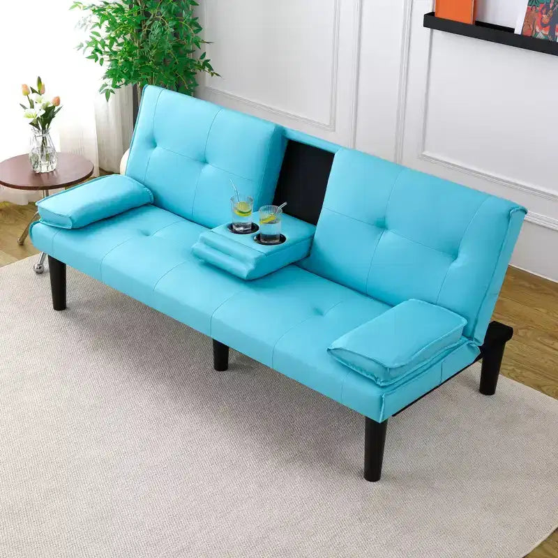 TUYOHW Convertible Sofa Bed,67 Modern Futon Sofa Bed with Cup Holder,Sleeper Couch for Small Spaces,Apartments & Offices