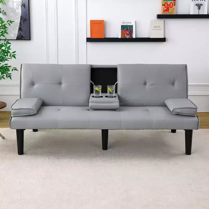 TUYOHW Convertible Sofa Bed,67 Modern Futon Sofa Bed with Cup Holder,Sleeper Couch for Small Spaces,Apartments & Offices