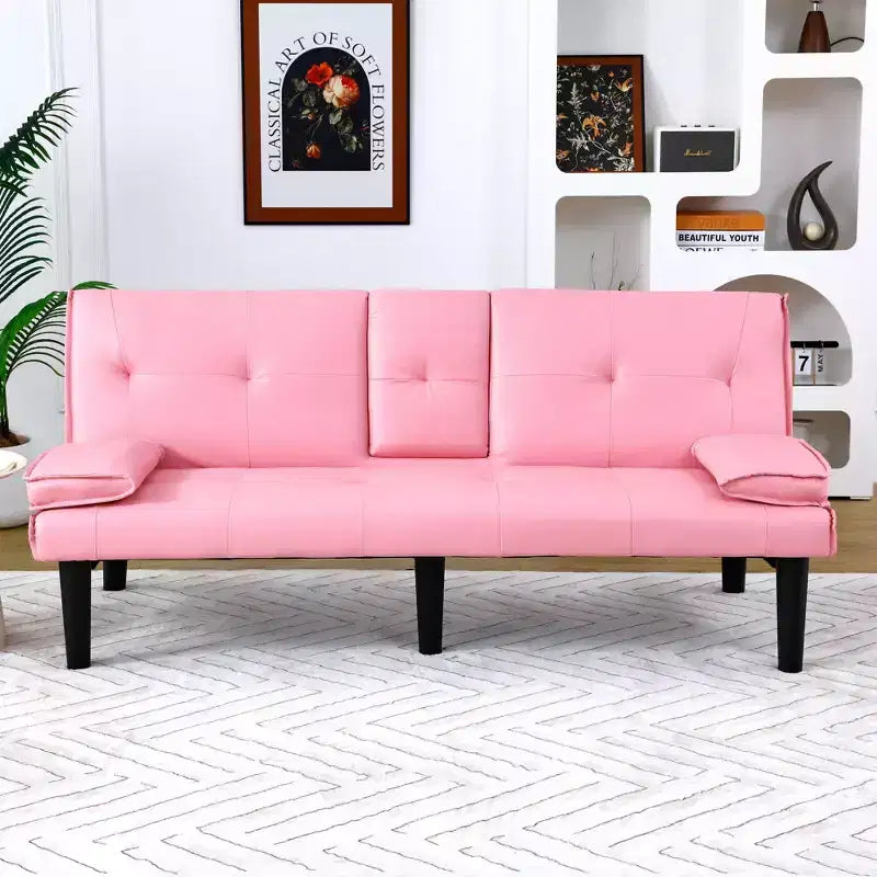 TUYOHW Convertible Sofa Bed,67 Modern Futon Sofa Bed with Cup Holder,Sleeper Couch for Small Spaces,Apartments & Offices