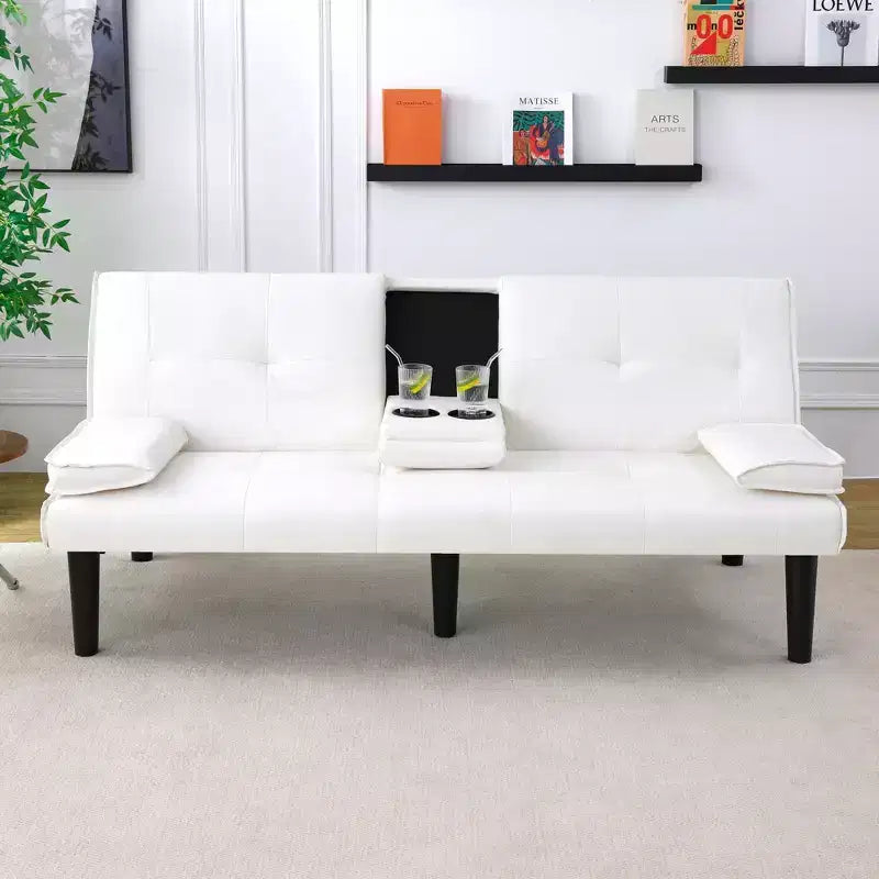 TUYOHW Convertible Sofa Bed,67 Modern Futon Sofa Bed with Cup Holder,Sleeper Couch for Small Spaces,Apartments & Offices
