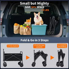 Foldable Utility Wagon with All-Terrain Wheels and Adjustable Handle - 240 LB Capacity for Shopping, Camping & Garden - Black