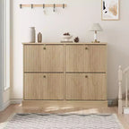 Scarpiera con 4 Ante a Ribalta, Organizzatore di Scarpe Stretto Moderno con Design a Onda e Ripiani Regolabili, Scarpiera per Ingresso, Soggiorno, Corridoio