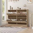 Scarpiera con 4 Ante a Ribalta, Organizzatore di Scarpe Stretto Moderno con Design a Onda e Ripiani Regolabili, Scarpiera per Ingresso, Soggiorno, Corridoio