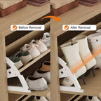Scarpiera con 4 Ante a Ribalta, Organizzatore di Scarpe Stretto Moderno con Design a Onda e Ripiani Regolabili, Scarpiera per Ingresso, Soggiorno, Corridoio