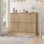 Scarpiera con 4 Ante a Ribalta, Organizzatore di Scarpe Stretto Moderno con Design a Onda e Ripiani Regolabili, Scarpiera per Ingresso, Soggiorno, Corridoio