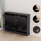 Scarpiera con 4 Ante a Ribalta, Organizzatore di Scarpe Stretto Moderno con Design a Onda e Ripiani Regolabili, Scarpiera per Ingresso, Soggiorno, Corridoio