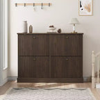 Scarpiera con 4 Ante a Ribalta, Organizzatore di Scarpe Stretto Moderno con Design a Onda e Ripiani Regolabili, Scarpiera per Ingresso, Soggiorno, Corridoio
