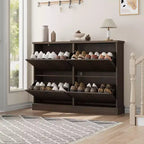 Scarpiera con 4 Ante a Ribalta, Organizzatore di Scarpe Stretto Moderno con Design a Onda e Ripiani Regolabili, Scarpiera per Ingresso, Soggiorno, Corridoio