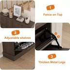 Scarpiera con 4 Ante a Ribalta, Organizzatore di Scarpe Stretto Moderno con Design a Onda e Ripiani Regolabili, Scarpiera per Ingresso, Soggiorno, Corridoio
