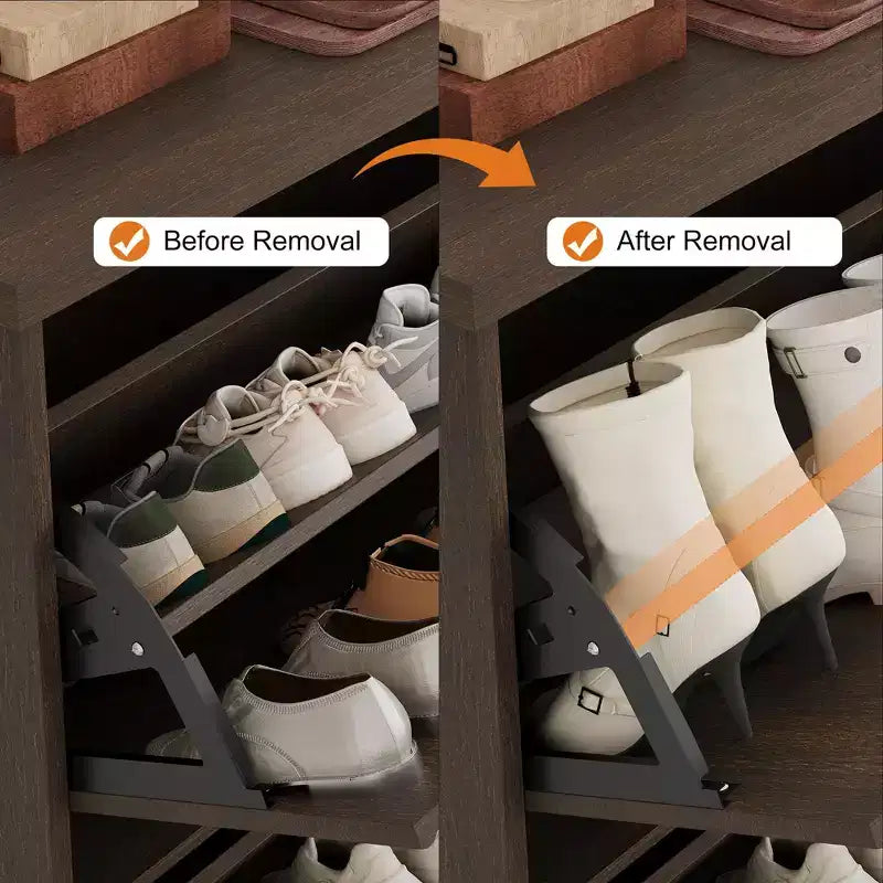 Scarpiera con 4 Ante a Ribalta, Organizzatore di Scarpe Stretto Moderno con Design a Onda e Ripiani Regolabili, Scarpiera per Ingresso, Soggiorno, Corridoio