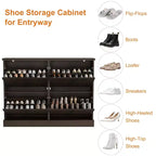 Scarpiera con 4 Ante a Ribalta, Organizzatore di Scarpe Stretto Moderno con Design a Onda e Ripiani Regolabili, Scarpiera per Ingresso, Soggiorno, Corridoio