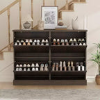Scarpiera con 4 Ante a Ribalta, Organizzatore di Scarpe Stretto Moderno con Design a Onda e Ripiani Regolabili, Scarpiera per Ingresso, Soggiorno, Corridoio