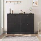 Scarpiera con 4 Ante a Ribalta, Organizzatore di Scarpe Stretto Moderno con Design a Onda e Ripiani Regolabili, Scarpiera per Ingresso, Soggiorno, Corridoio