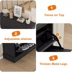 Scarpiera con 4 Ante a Ribalta, Organizzatore di Scarpe Stretto Moderno con Design a Onda e Ripiani Regolabili, Scarpiera per Ingresso, Soggiorno, Corridoio