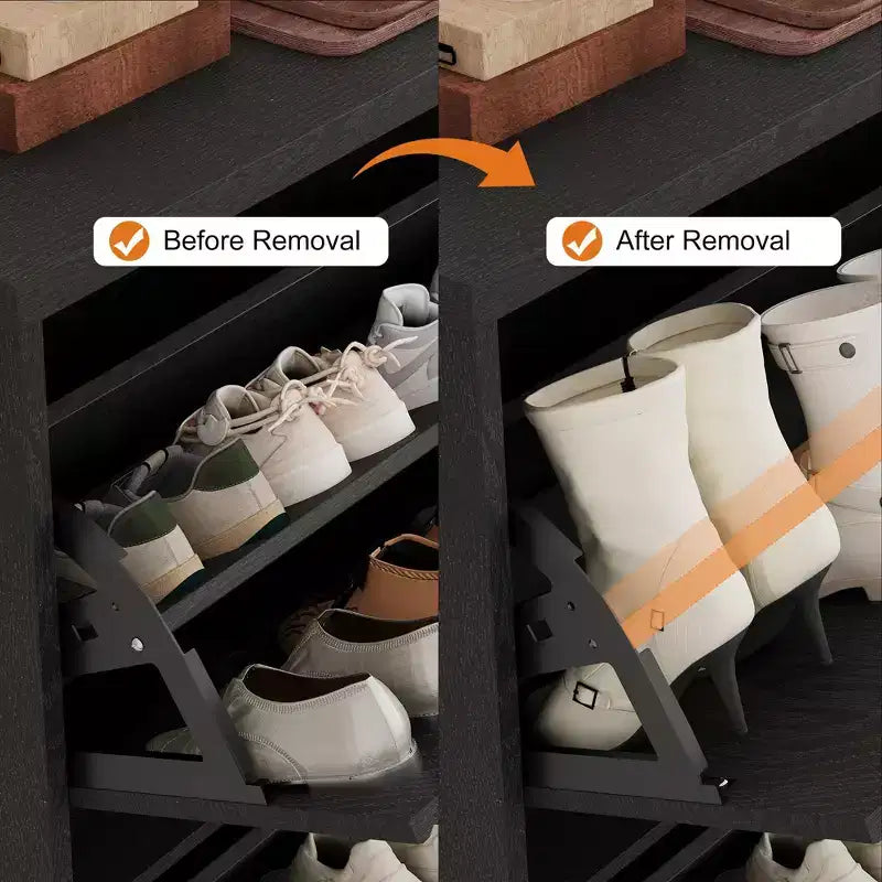 Scarpiera con 4 Ante a Ribalta, Organizzatore di Scarpe Stretto Moderno con Design a Onda e Ripiani Regolabili, Scarpiera per Ingresso, Soggiorno, Corridoio
