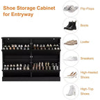 Scarpiera con 4 Ante a Ribalta, Organizzatore di Scarpe Stretto Moderno con Design a Onda e Ripiani Regolabili, Scarpiera per Ingresso, Soggiorno, Corridoio