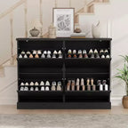 Scarpiera con 4 Ante a Ribalta, Organizzatore di Scarpe Stretto Moderno con Design a Onda e Ripiani Regolabili, Scarpiera per Ingresso, Soggiorno, Corridoio