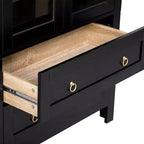 sumyeg 71 Tall Arched Kitchen Pantry Cabinet with Glass Doors, Adjustable Shelves & 2 Large Drawers