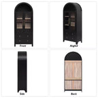sumyeg 71 Tall Arched Kitchen Pantry Cabinet with Glass Doors, Adjustable Shelves & 2 Large Drawers