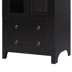 sumyeg 71 Tall Arched Kitchen Pantry Cabinet with Glass Doors, Adjustable Shelves & 2 Large Drawers