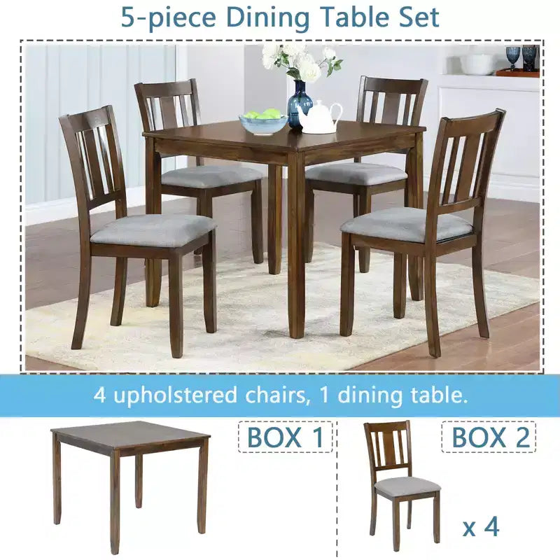 sumyeg Set da 5 Pezzi Tavolo da Pranzo in Legno con 4 Sedie per Cucina o Sala da Pranzo