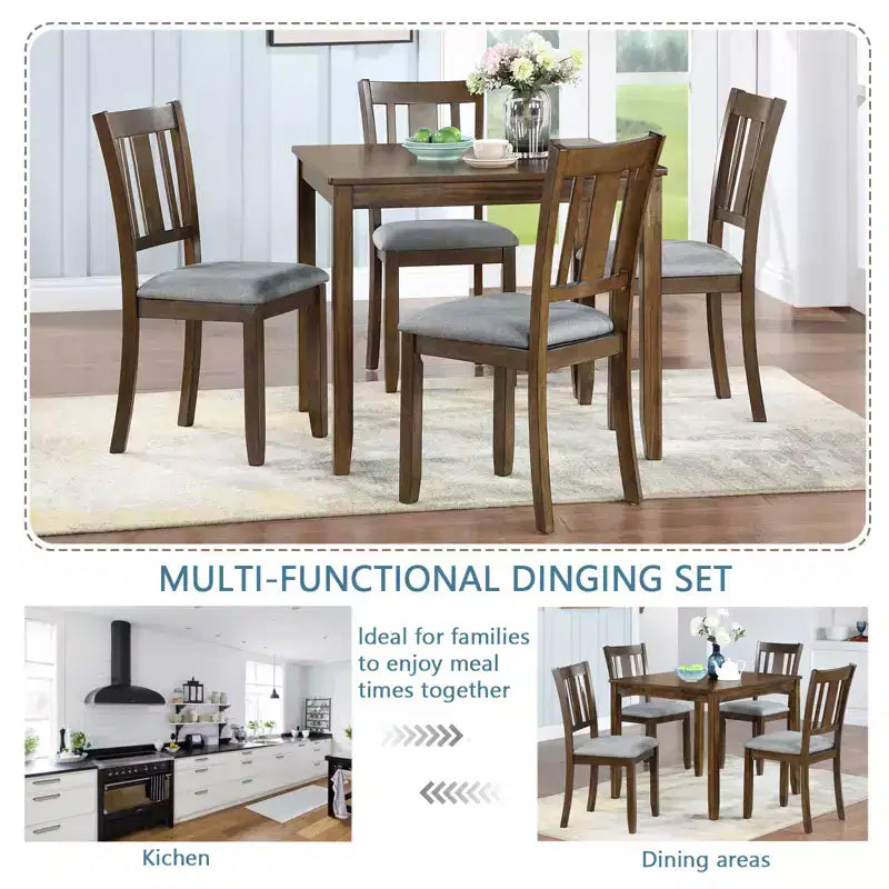 sumyeg Set da 5 Pezzi Tavolo da Pranzo in Legno con 4 Sedie per Cucina o Sala da Pranzo