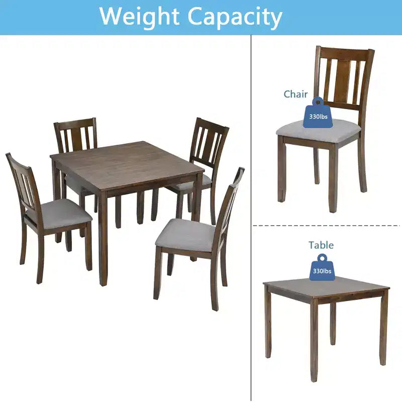 sumyeg Set da 5 Pezzi Tavolo da Pranzo in Legno con 4 Sedie per Cucina o Sala da Pranzo